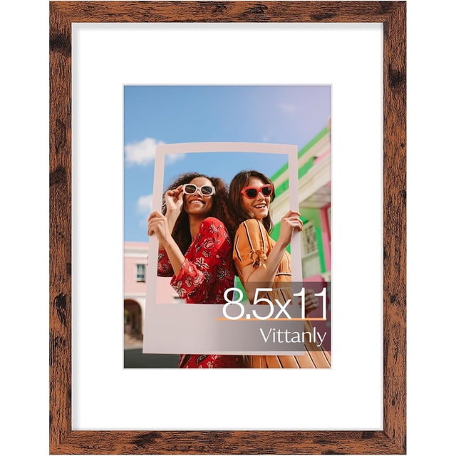 Vittanly Diploma Frame, Premium Material with Shatter Resistant Plexiglass, Display Pictures 6x8 with Mat or 8.5x11 without Mat, 8.5x11 Picture Frame for Wall or Table Top Display, Dark Brown, 1 Pack