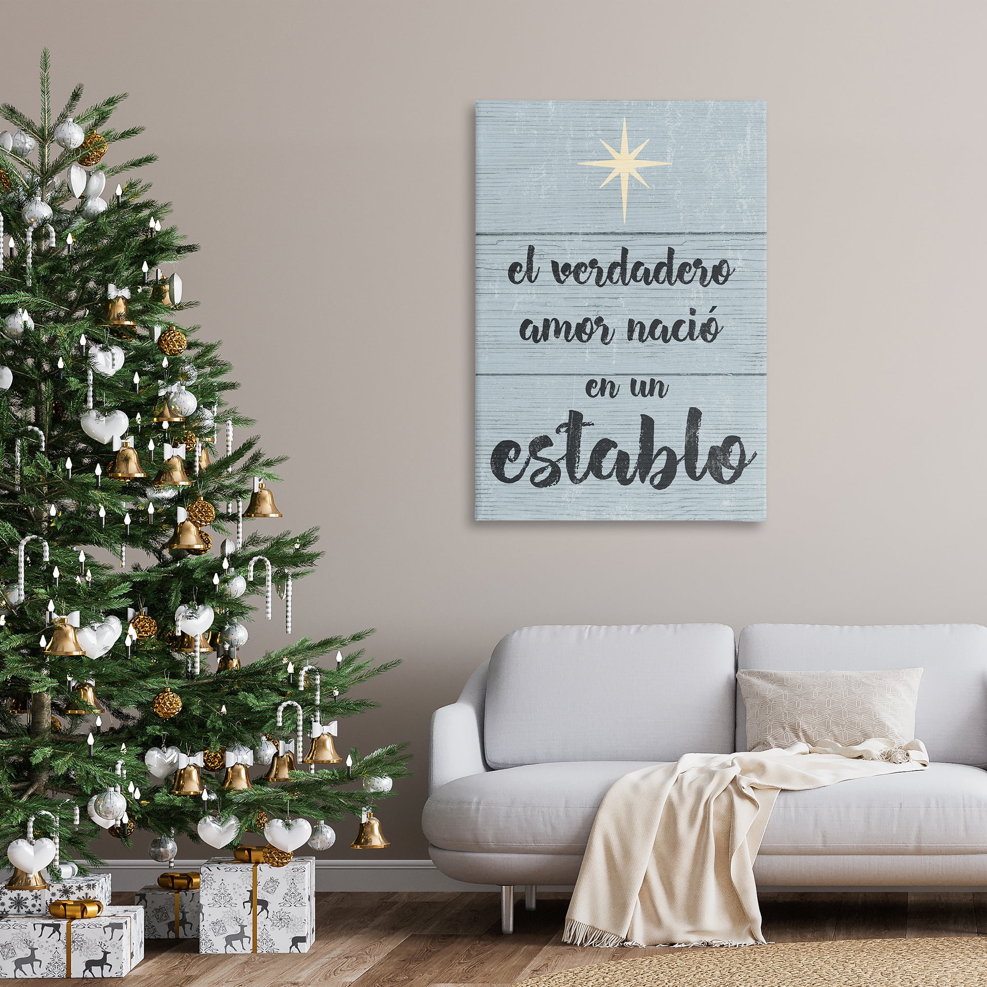 Stupell Industries Amor Verdadero en un Establo Holiday Painting Wrapped Canvas Art Print Wall Art, 30 x 45