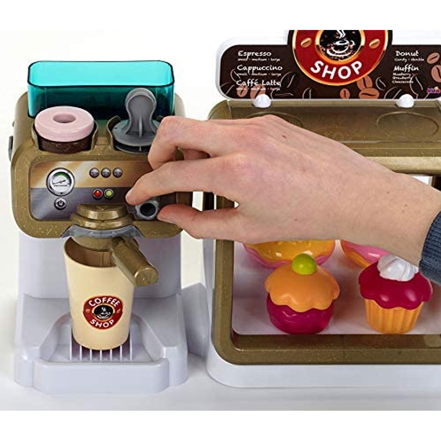 Theo Klein Toddler Kids Mini Toy Coffee Shop Store and Role Play Set for  Boys and Girls with Play Food, Coffee Maker, and Kitchen Accessories