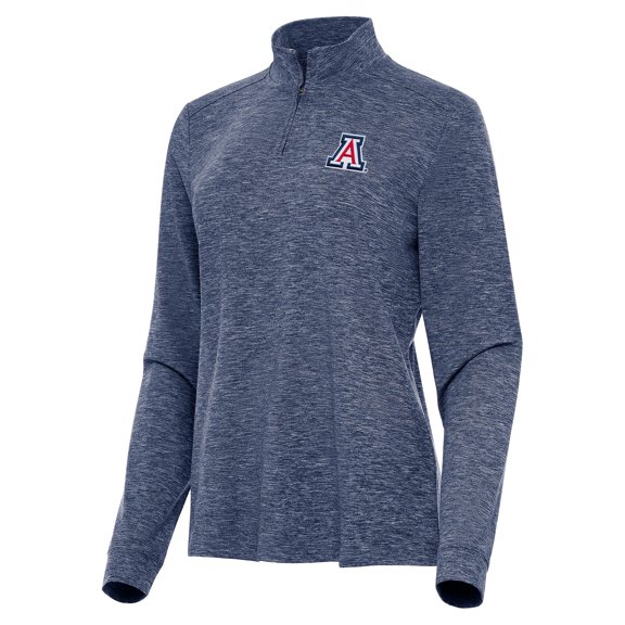 Women's Antigua Heather Navy Arizona Wildcats Mentor Long Sleeve Quarter-Zip Mock Polo