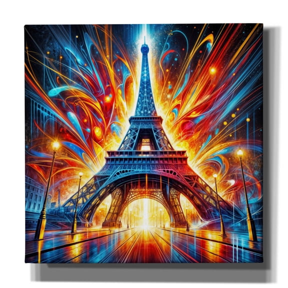 Epic Graffiti 'Eiffel Tower Abstract' by Rey Klimt Canvas Wall Art, 37" x 37"