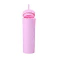 thumbnail image 2 of Bearachild Botella de agua de 16OZ, vaso de paja esmerilado de plástico de 2 capas, bebida portátil, taza de té de la leche, soporte para café y jugo Mostrada morado claro NO2 Bearachild HA007950-04B, 2 of 6