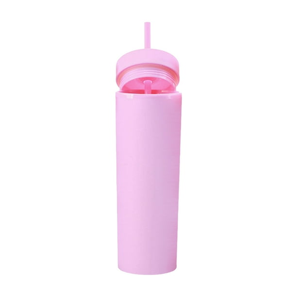 Naiovety Botella de agua de 16OZ, vaso de paja esmerilado de plástico de 2 capas, bebida portátil, taza de té de la leche, soporte para café y jugo Mostrada morado claro NO2 Naiovety HA007950-04B