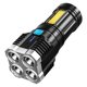 thumbnail image 2 of Linterna de cuatro núcleos con carga USB, multifuncional, COB, luz lateral, linterna portátil de largo alcance para exteriores., 2 of 9