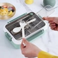 thumbnail image 2 of Recipiente Bento para el almuerzo de niños, caja Bento para adultos con 3 compartimentos, caja para empacar comidas, frutas y snacks (verde), 2 of 8