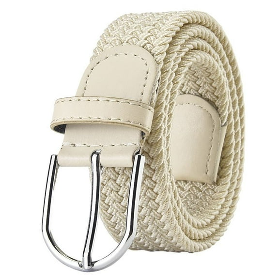 SWSMCLT Women's Braided Adjustable Belts Medium Holeless D Ring Braided Belt Buckle Braid Canvas Casual Beige X-Small-Large