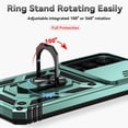 thumbnail image 2 of KOMI for Samsung Galaxy S25 Case with Slide Camera Cover HD Screen Protector [15ft Military Grade Drop Tested] Magnetic Ring Holder Kickstand Protective Phone Case for Galaxy S25 2025 (6.2 inch) Green, 2 of 5