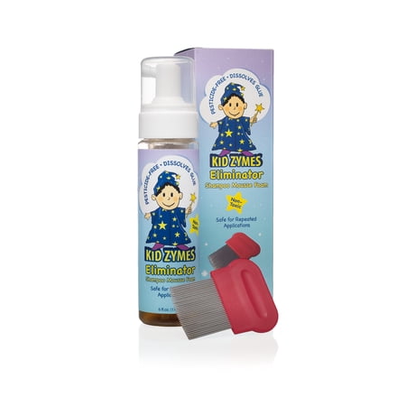 Kid Zymes Eliminator Lice Shampoo Mousse | 100% All Natural Daily Prevention, Eliminate Lice Infestations and Eggs, Includes Lice Comb