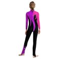 thumbnail image 3 of CHICTRY Kids Girls Sparkly Rhinestone Long Sleeve Unitard Full Body Jumpsuit One Piece Bodysuit Hot Pink&Purple 6, 3 of 5
