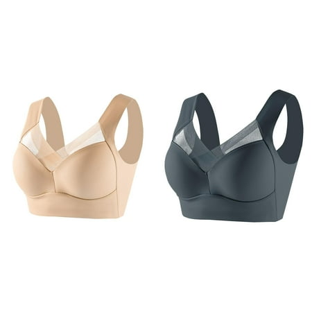 Kcodviy 2 Pcs Women s Large Strapless Lace Woman Bra Tank Top Underwear Thin Women Bra Pack Side Fold Side Lightweight Sports Bras for Women Gather Adjustable Bra