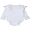 thumbnail image 1 of Infant Baby Girl Basic Ruffle Long Sleeve Cotton Romper Bodysuit Tops Clothes, 1 of 3