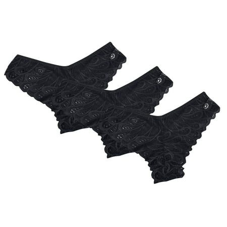 Kaemgyyd 3 Pack Womens Underwear Lace Panties Bikini Panty for Women Seamless Hipster V-Waist Briefs