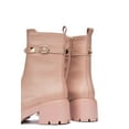 thumbnail image 4 of Cape Robbin YURI Embellished Buckle Strap Block Chunky Heel Moto Boots Nude (Nude, 10), 4 of 5