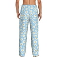 thumbnail image 3 of Uemuo Floral Daisy Pattern Men's Wide Leg Palazzo Lounge Pants with Pockets Light Weight Loose Comfy Casual Pajama Pants-Medium, 3 of 9