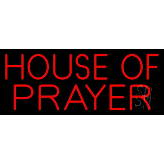 House Of Prayer LED Neon Sign 10" Tall x 24" Wide - inches Black Square Cut Acrylic Backing, with Dimmer - Premium built indoor Sign for Home décor, Event, Religious place, Store interior, Office.