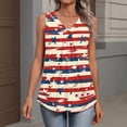 thumbnail image 5 of 250th Anniversary Tank Top for Women 1776-2026 - Patriotic Geometric USA Flag V-Neck Sleeveless Tee - Casual Loose Fit Graphic Top for Independence Day Party Watermelon Red M, 5 of 6