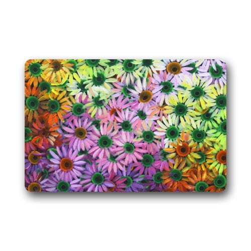 WinHome Colorful Daisy Flower Doormat Floor Mats Rugs Outdoors/Indoor