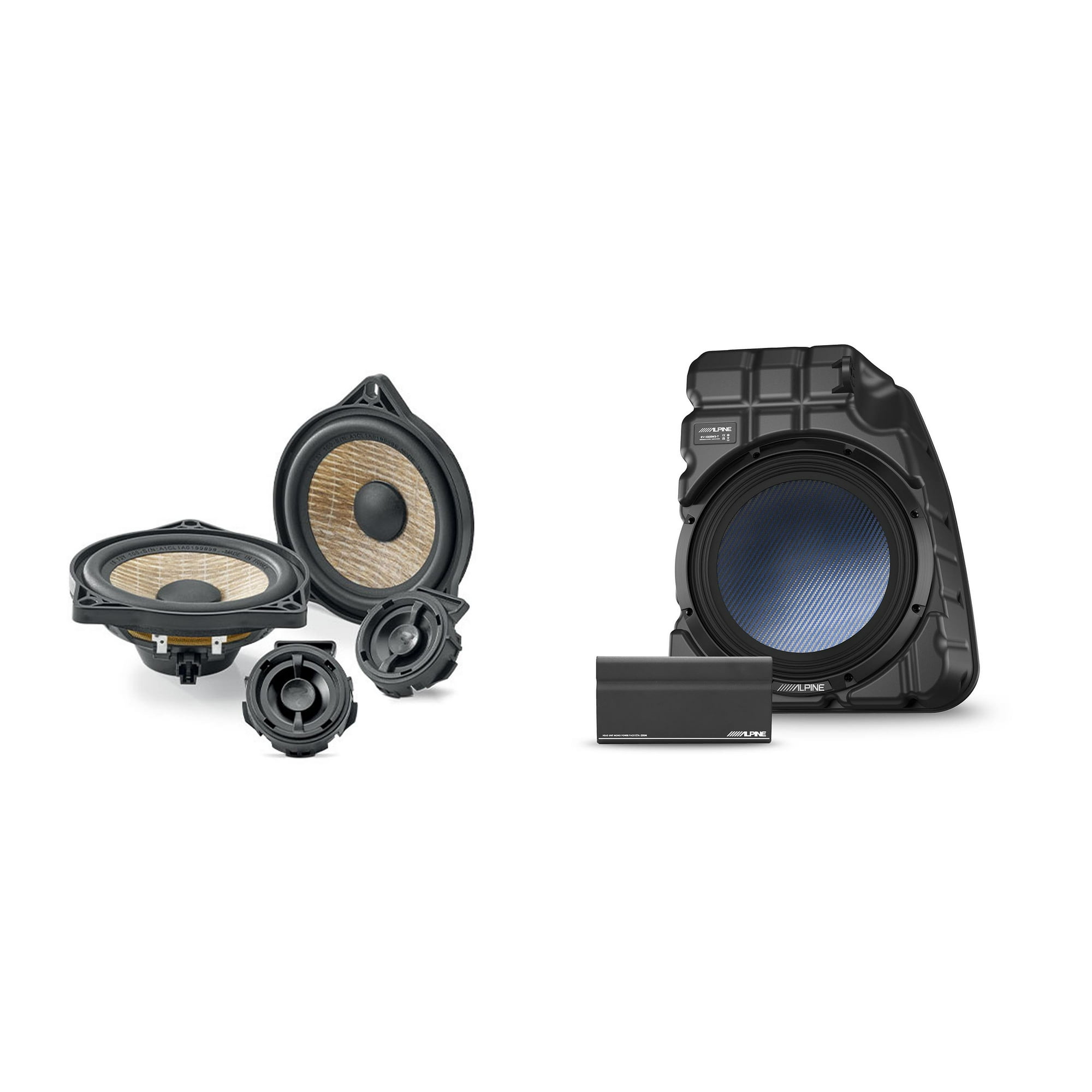Alpine Tesla Powered 10" Subwoofer and IST3Y100 Speakers, Compatible with Tesla Model 3