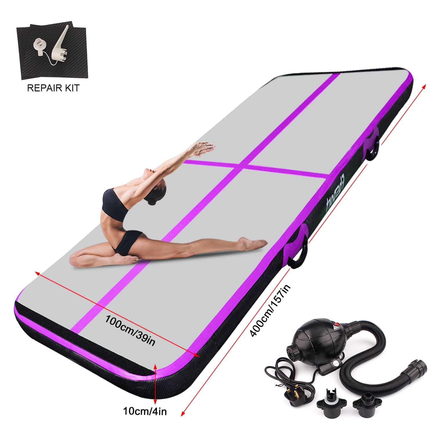 FBSPORT 4m*1m*0.1m Purple Air Track Brushed Tumbling mat Inflatable