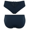 thumbnail image 4 of Curve Muse Women’s Brief Bikini Underwear Panties with Lace-3 Pack-Navy,Coral,Cream-L, 4 of 7