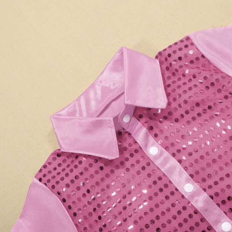 Hienoo Boys Stage Shirt Sparkly Sequins Long Sleeve Button Down Tops ...
