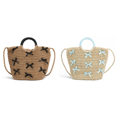 thumbnail image 1 of Bolso Bolsos Tejidos De Mujer Bolso De Mano Tejido De Paja Con Lazo Para Vacaciones En La Playa Negro, 1 of 7