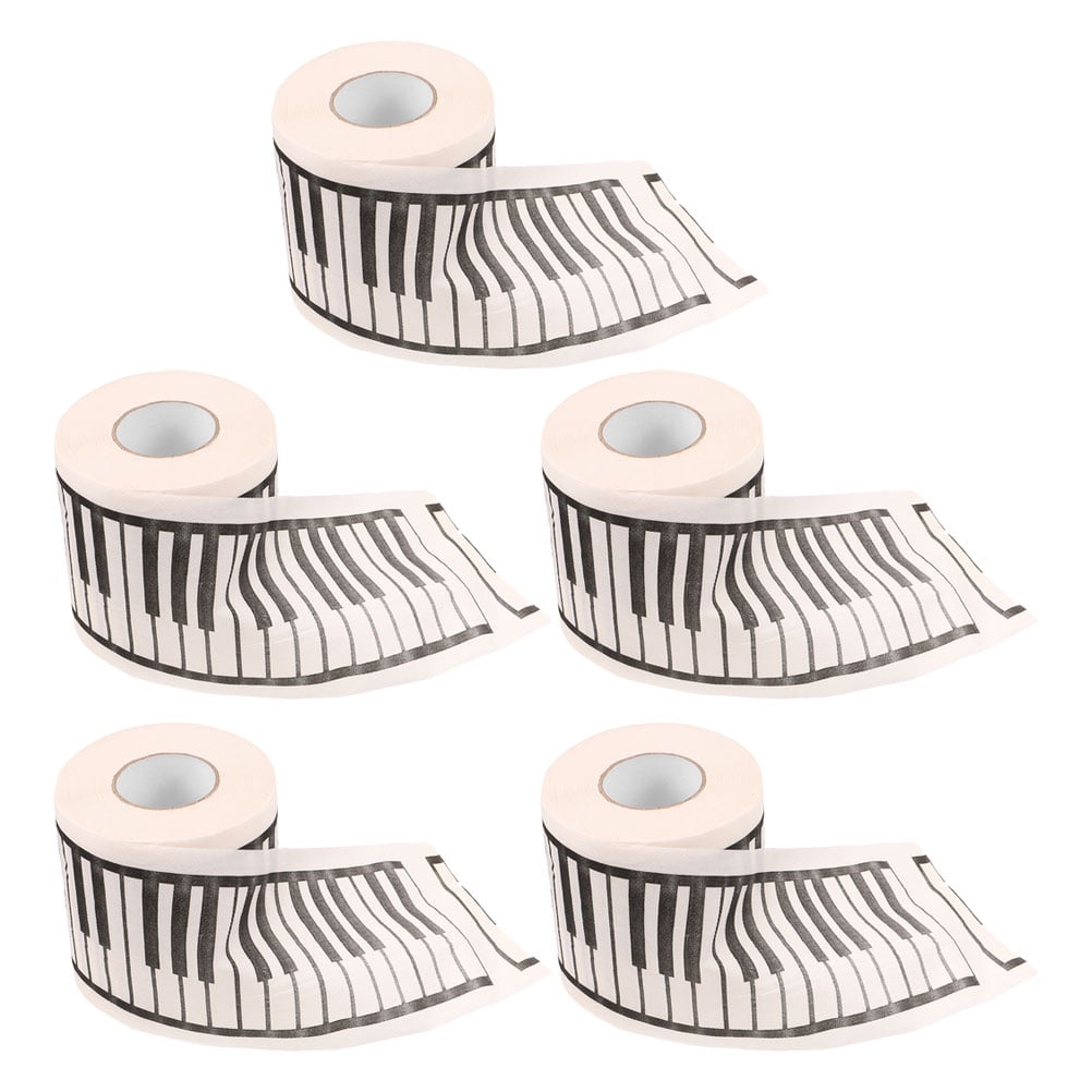 Minkissy Piano Pattern Tissue 5 Rolls Creative Design Music Enthusiasts Toilet Paper For Home Decorative Use