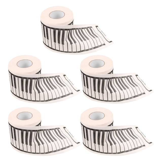 Minkissy Piano Pattern Tissue 5 Rolls Creative Design Music Enthusiasts Toilet Paper For Home Decorative Use