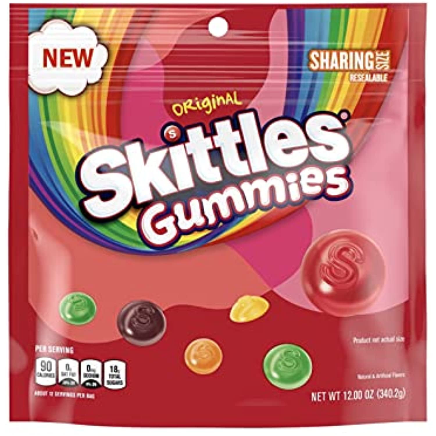 (1) 12 Oz Bag Skittles Original Gummies Sharing Size (Grape, Lemon
