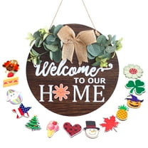 Kabuer Welcome Home Sign for Porch Decor, Outdoor Wall Hanging Decor, Rustic Holiday Decoration