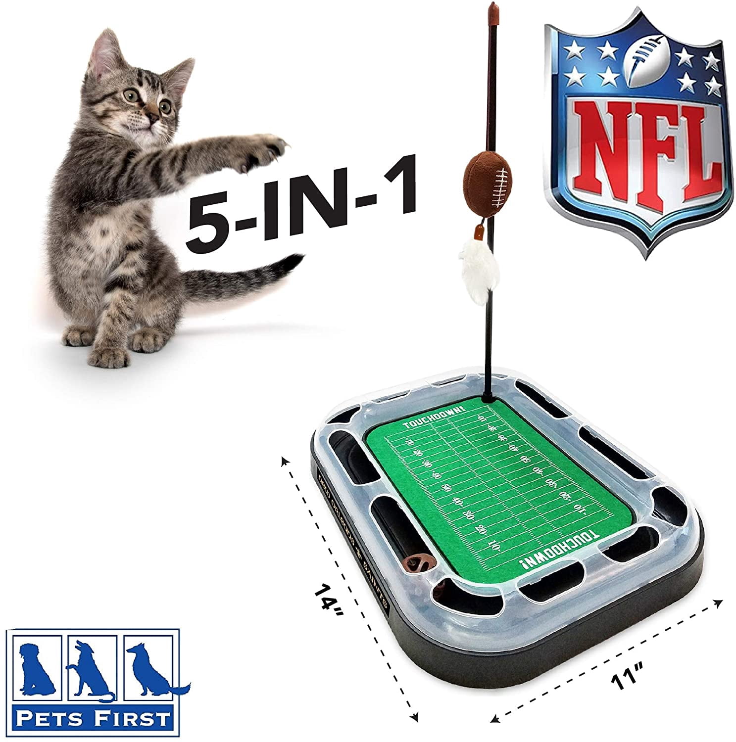 NFL New Orleans Saints CAT Scratcher Toy with Catnip Plush & Feather Cat and Kitty Toy
