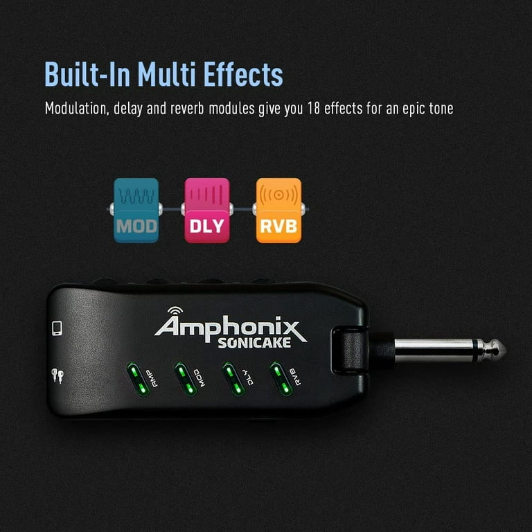 SONICAKE Guitar Headphone Amp Plug In USB Rechargable Portable Pocket Guitar Amplifier With Bluetooth Multi Effects Clean Overdrive Distortion
