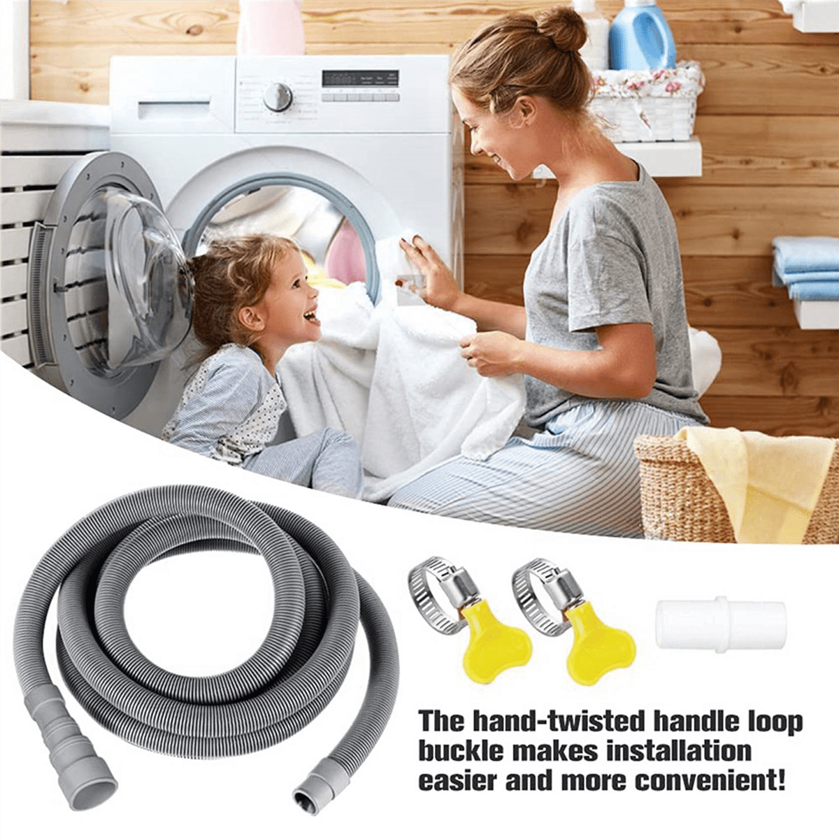 5X Drain Hose Extension Set Universal Washing Machine Hose 10Ft, Include Bracket Hose Connector and Hose Clamps