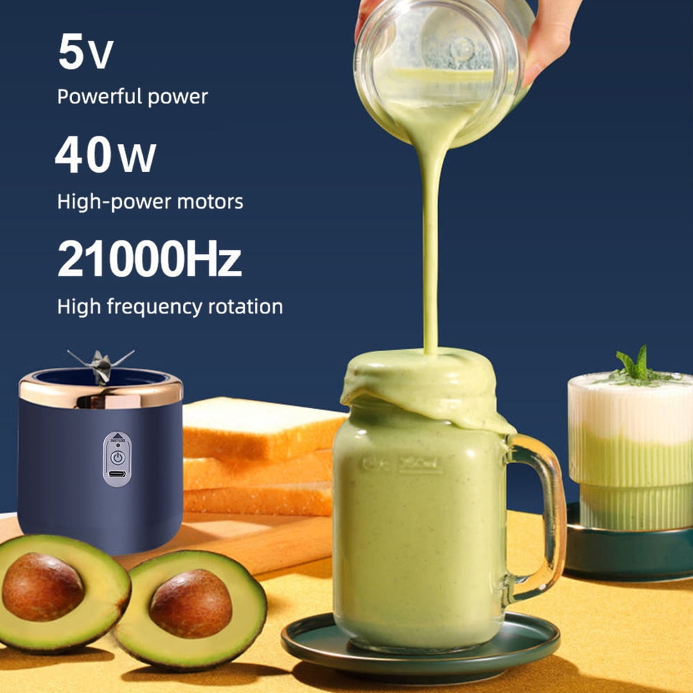 Portable Blender, Personal Blender USB Rchargeable, Mini Blender for Shakes and Smoothies, 14oz Portable Fruit Veggie Juicer Cup With 6 Blades and Travel Lid, Handheld Blender for Travel Gym Kitchen