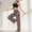 Brown, variant on Yoga Pants Flare Leggings Casual Cropped Wide Leg Pants With Pocket Stylish Loose Fit Culottes Ideal For Travel Work Or Summer Outings Wide Leg Pants Woman Workout Pants Dark Gray M