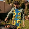 thumbnail image 4 of Blue Sunflower Pattern Apron-Garden Aprons for Women with Pockets-Cotton Linen Waterproof Kitchen Cooking Gardening Aprons Adjustable for Kitchen,Cooking,BBQ and Salon 33x27 Inch, 4 of 7