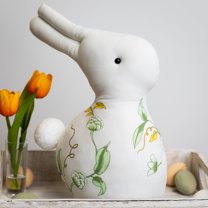 Northlight 14" Spring Floral Bunny Rabbit Easter Decoration - White/Green
