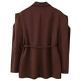 thumbnail image 3 of Coats for Women Long Sleeved Blazer Casual Waist Cinched Wide Shoulder Suit Jacket,Womens Tops Coffee S, 3 of 3