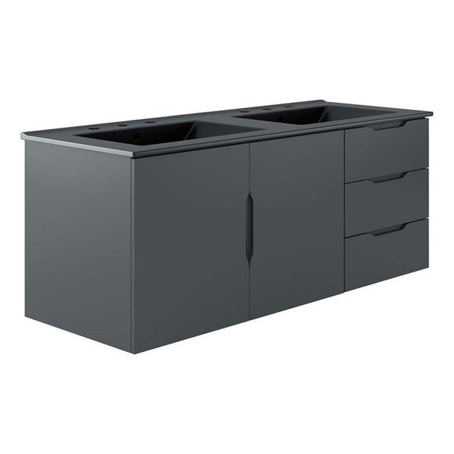 Modway Vitalité Meuble-Lavabo de Salle de Bain à Double Lavabo de 48 Pouces en Gris Noir