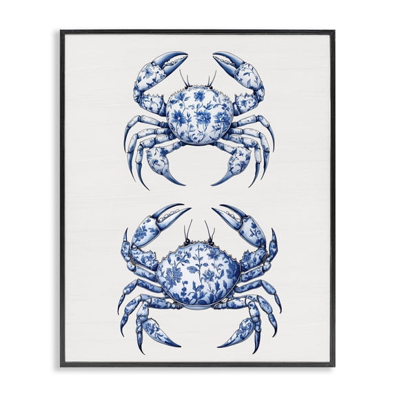 Vintage Toile Crabs Black Framed Giclee Art, design by Lettered and Lined