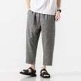 thumbnail image 5 of 2024 Summer Harajuku Casual Pants For Men Solid Color Cotton Linen Men's Harem Pants, 5 of 5