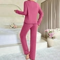 thumbnail image 6 of Clothing Cqxid525 cotton pajamas for women set Ribbed Pajama Sets for Women Pullover V Neck Long Sleeve Sleepwear Matching Comfy Long Pants Outfits Two Piece Soft Sleepwear Red 1PC, 6 of 8