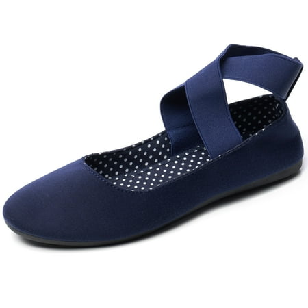 Alpine Swiss Peony Ballet Flats Shoes For Women Elastic Ankle Strap Flats Round Closed-Toe Slip On Loafers Padded for Comfort Runs Small