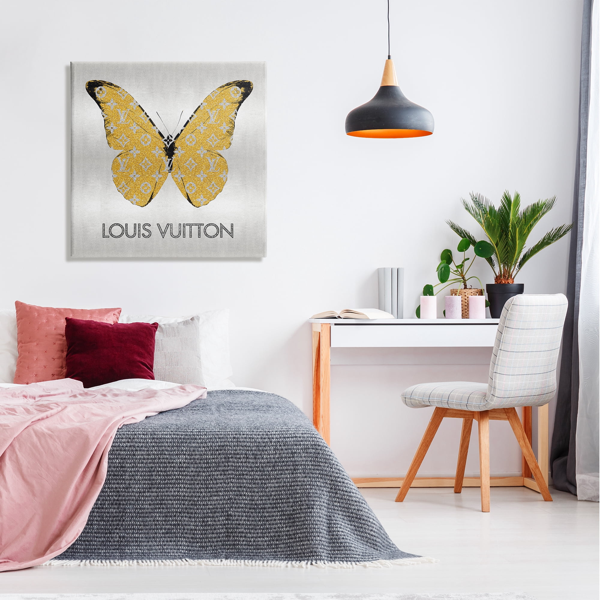 Stupell Industries Yellow Patterned Butterfly Animals & Insects Painting Gallery Wrapped Canvas Print Wall Art, 30 x 30