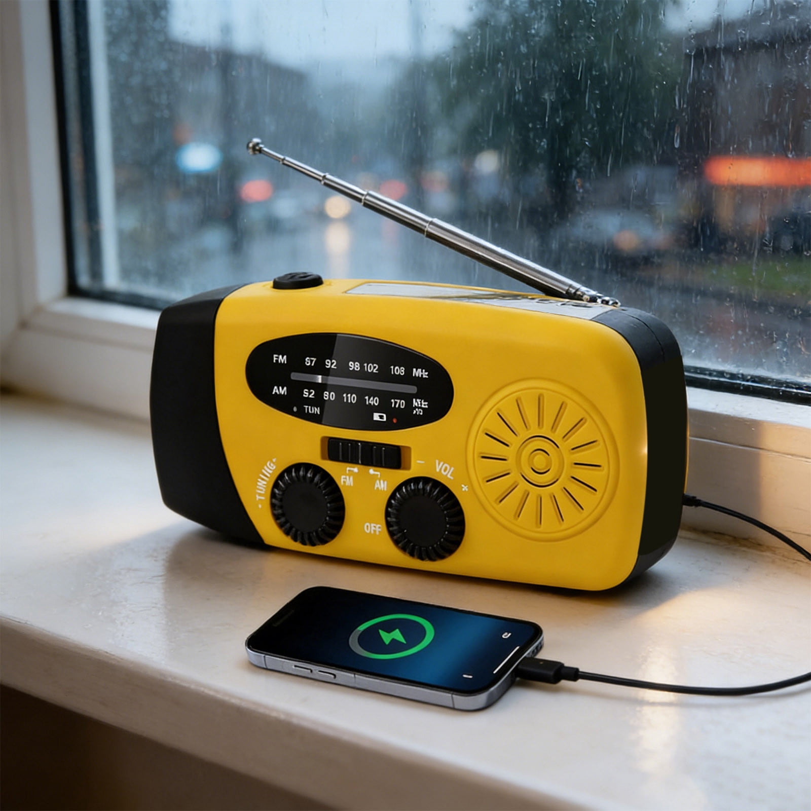 Msgweeeg Emergency Weather Radio Solar Hand Crank AM FM WB Portable Radio with Flashlight 2000mAh Power Bank for Phone Charging Camping Hurricane Kit