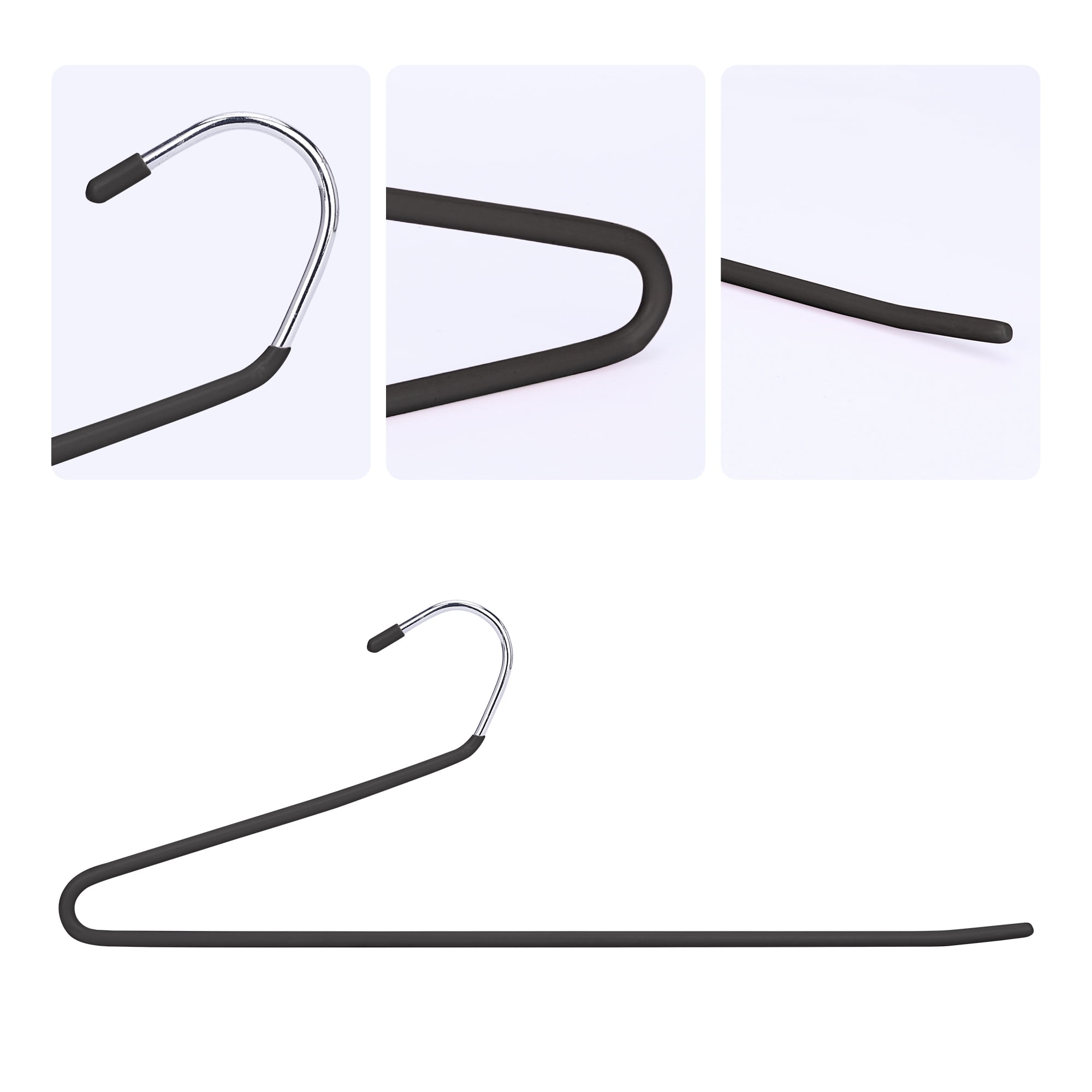 Unique Bargains Metal Clothes Hangers Open-Ended Non-Slip Hangers 10 Pcs Black