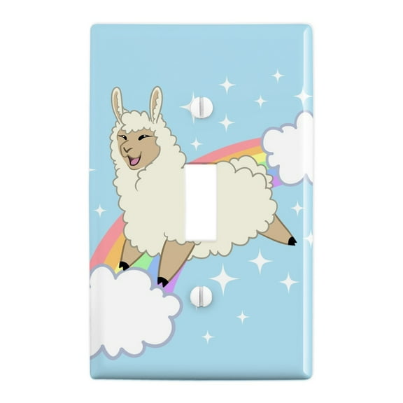 Llama on Sparkling Rainbow Plastic Wall Decor Toggle Light Switch Plate Cover