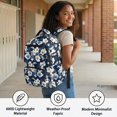thumbnail image 4 of FUIALDOLG White Flowers Pattern Durable Backpack for Girls for Travel Elementary School, Water Resistant Breathable 600D Polyester Elementary Backpack, 4 of 10