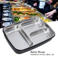 thumbnail image 4 of Divider Lunch Box, Reusable Bento Box Removable Tray Keep Warm Function Box Stainless Steel 3 Compartments Lunchbox Portable for School Work Car Office[black], 4 of 8