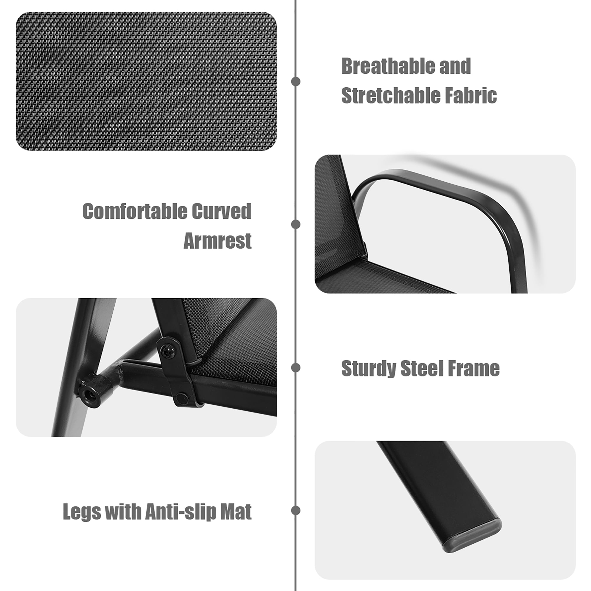 Costway 4PCS Patio Chairs Outdoor Dining Chair sturdy Garden Deck Yard W/Armrest Black